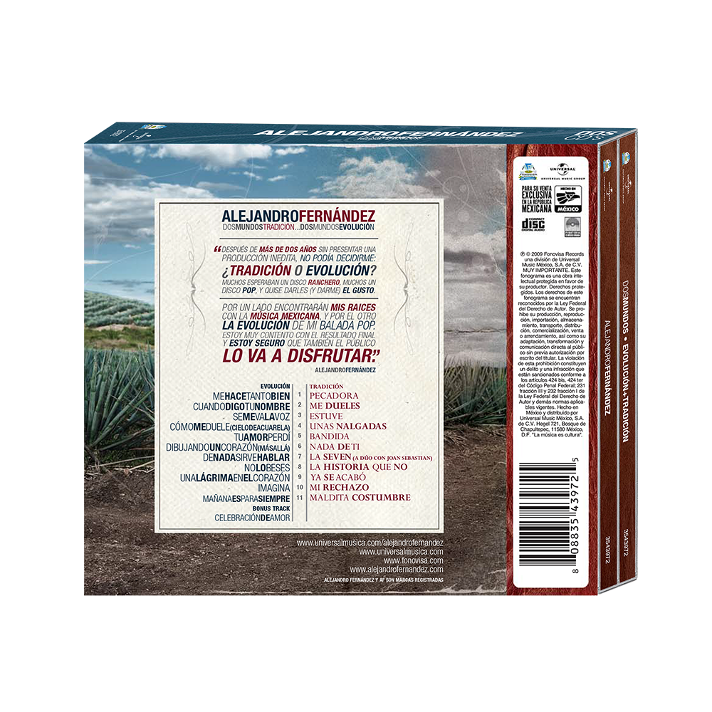 Alejandro Fernandez - Dos Mundos CD Back