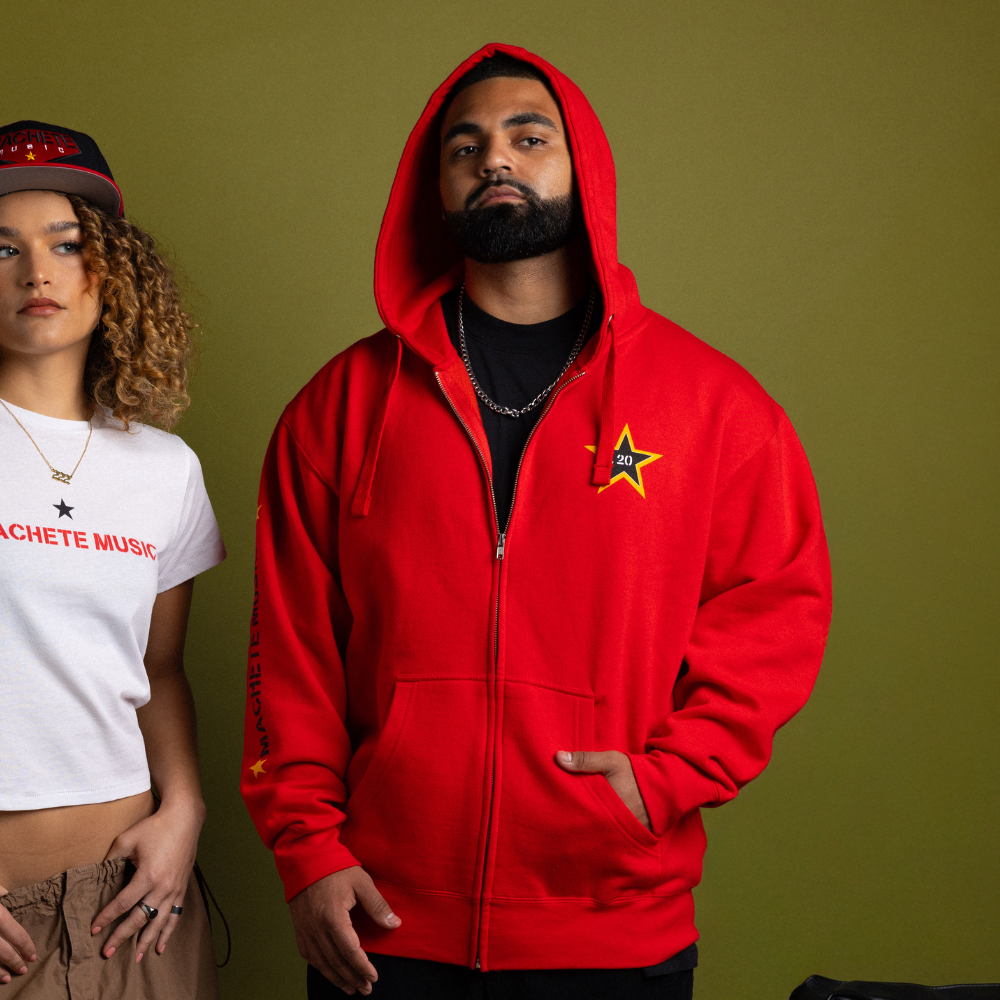 Machete Red Globe Zip-up Hoodie model preview 1