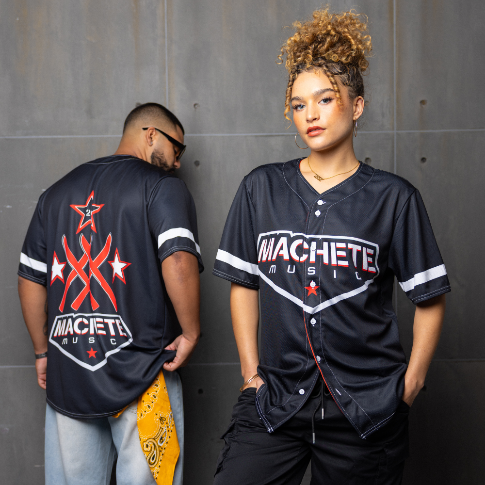 Machete 20th Anniversary Black Baseball Jersey model preview