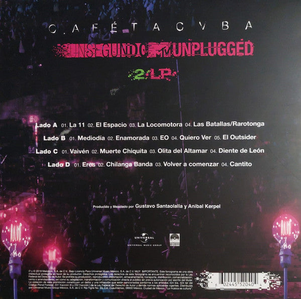 Un Segundo MTV Unplugged 2LP Vinyl back