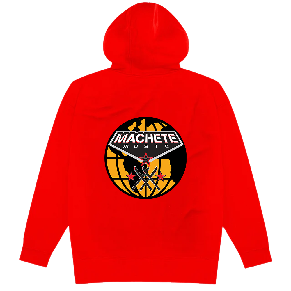 Machete Red Globe Zip-up Hoodie Back