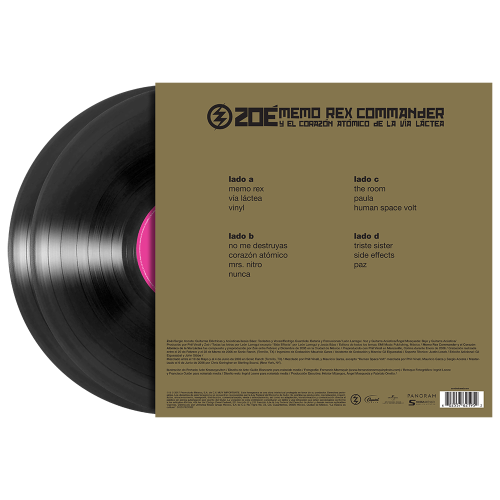 Memo Rex Commander y el Corazón Atómico de la Vía Láctea - Remastered 2LP Black Vinyl back