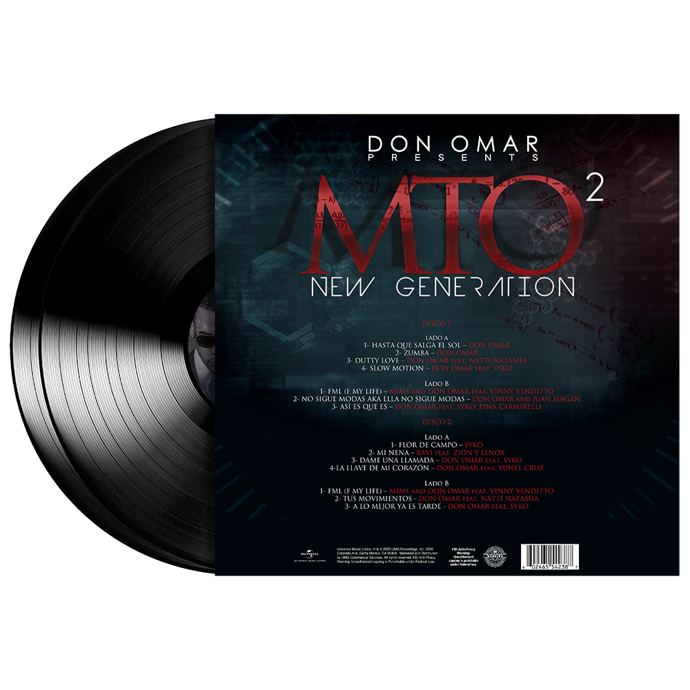 Don Omar Presents MTO 2: New Generation 2LP Vinyl Back