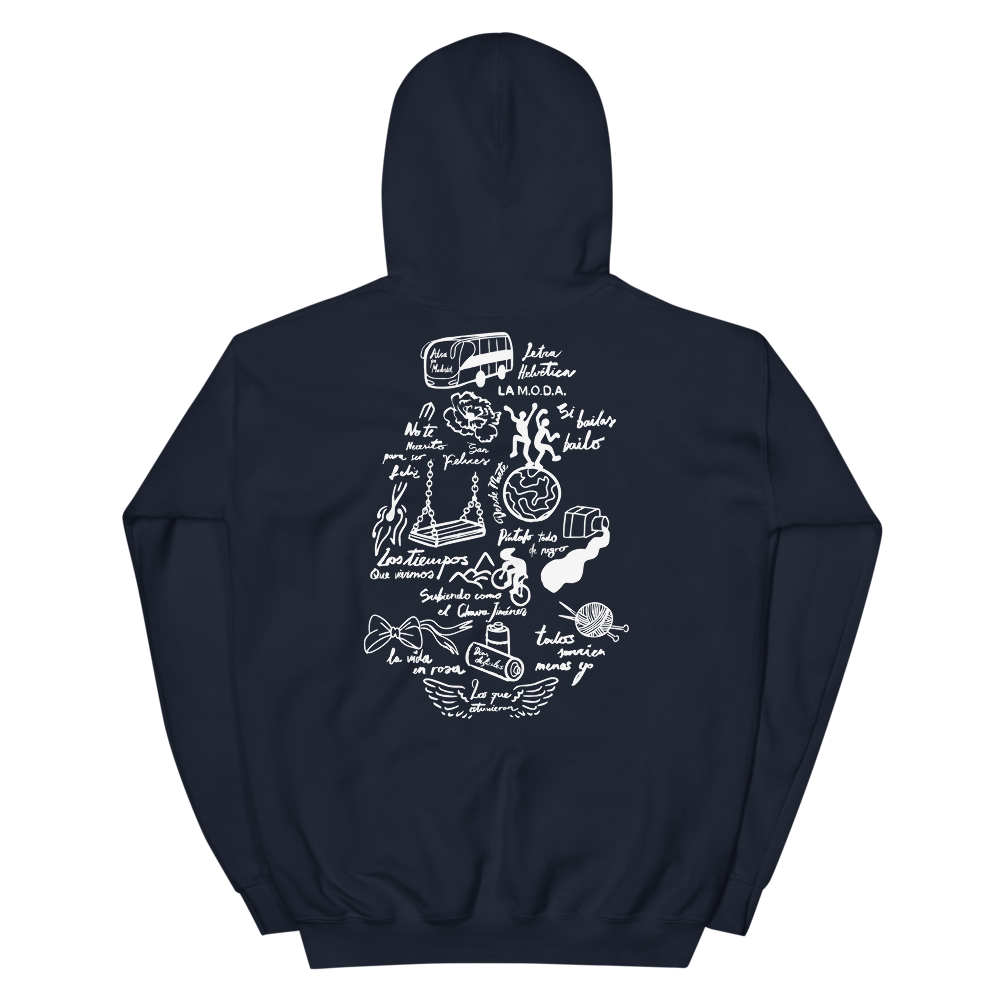 Navy Blue "San Felices" Hoodie back